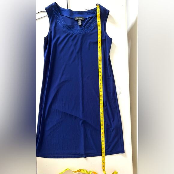 R & M Richard’s Dress, Royal Blue Lightweight Stretch, Sparkly Collar, Size S - Picture 4 of 5